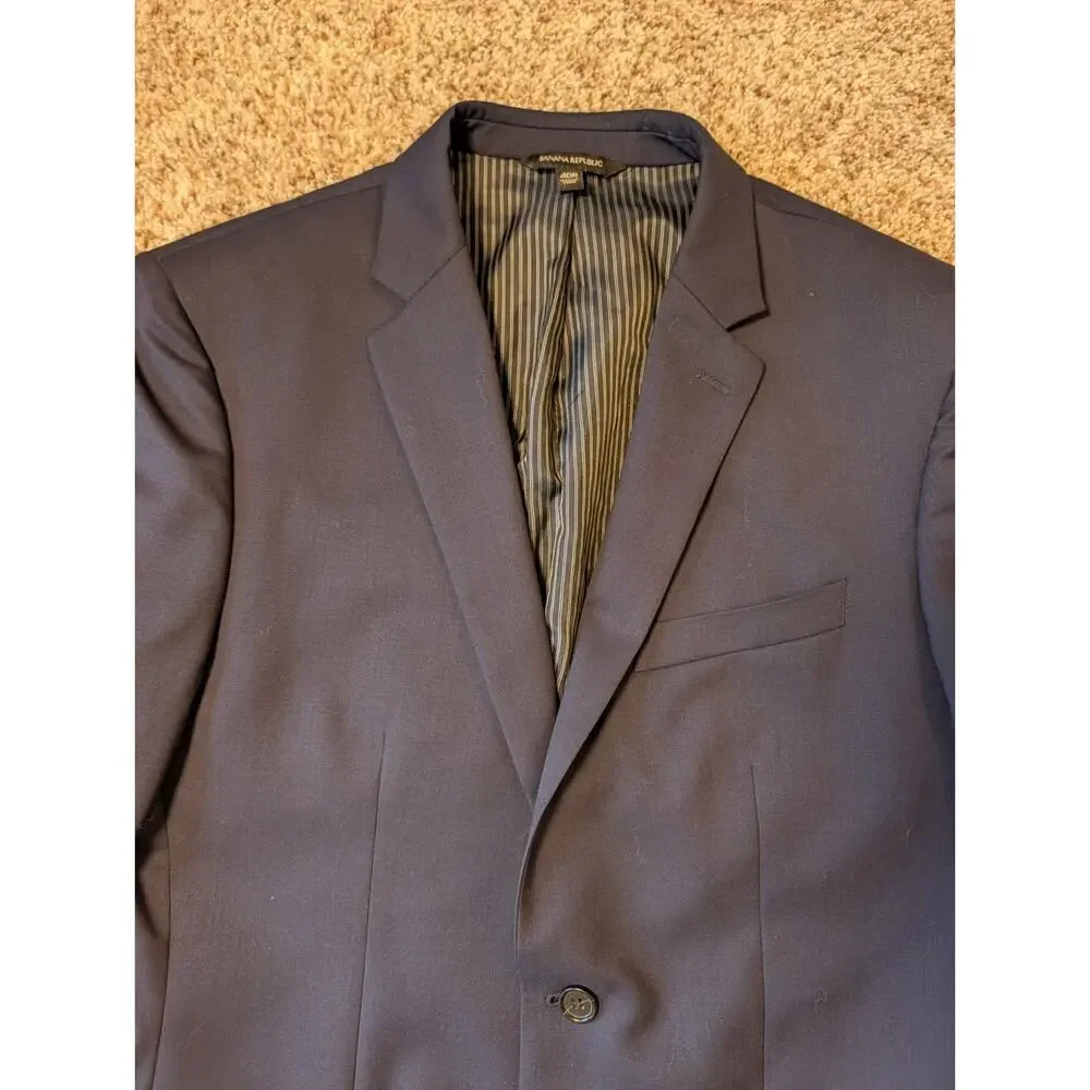 Banana Republic Men's Navy Blue Slim Fit Wool Blend Suit Blazer Jacket 40R